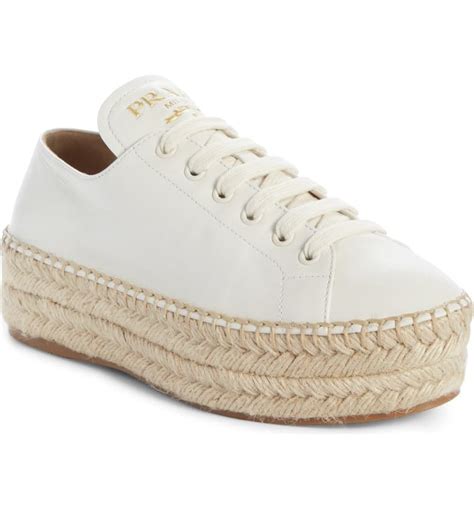 green and white prada shoes|Prada espadrille sneakers.